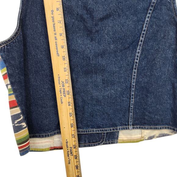 VTG 90s WOMEN DENIM VEST SZ S P AZTEC BOHO WESTERN FESTIVAL SOUTHWEST Y2K EUC - Picture 5 of 6